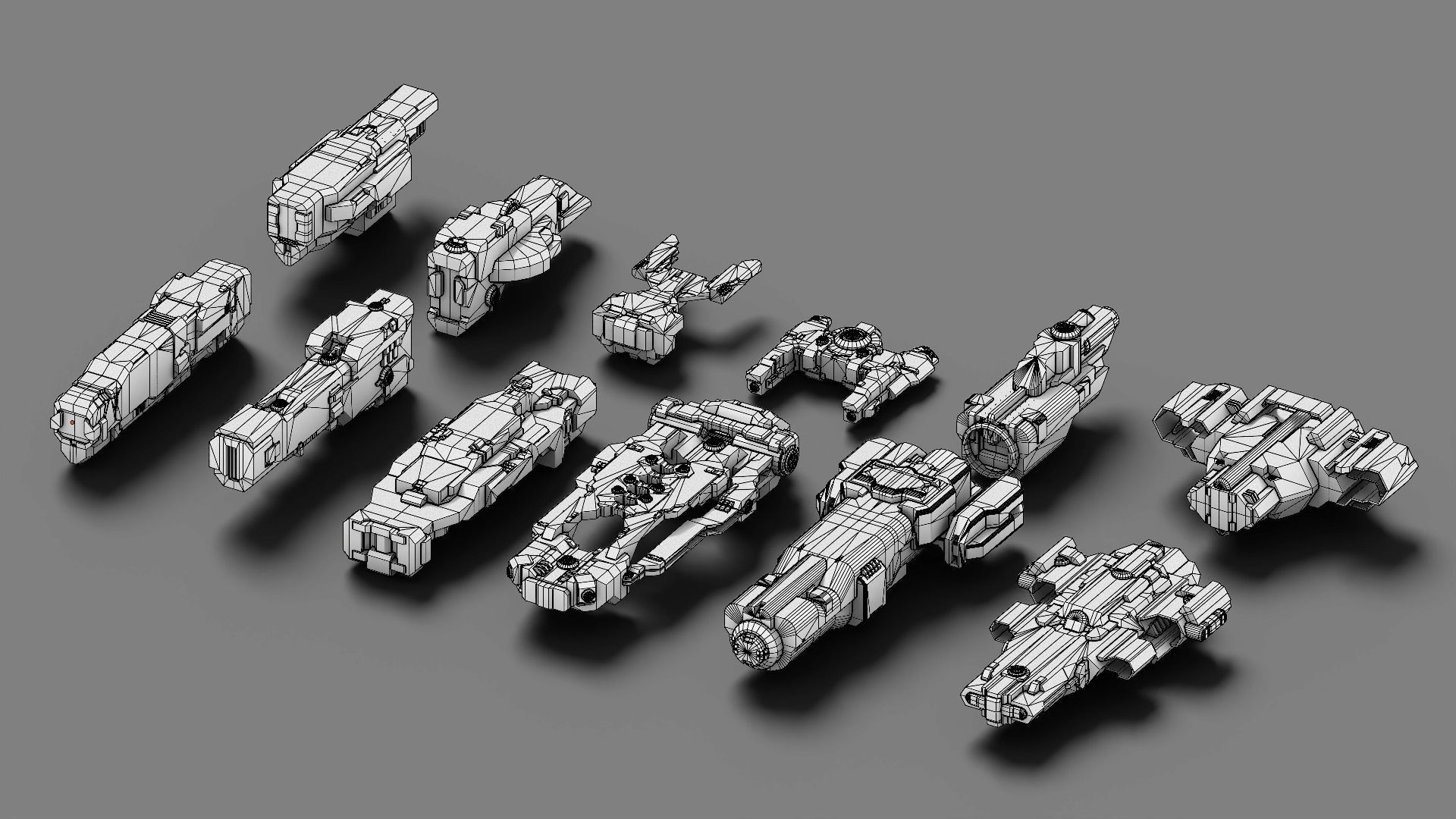 Spaceship Kitbash Pack Low-poly 3D model_18
