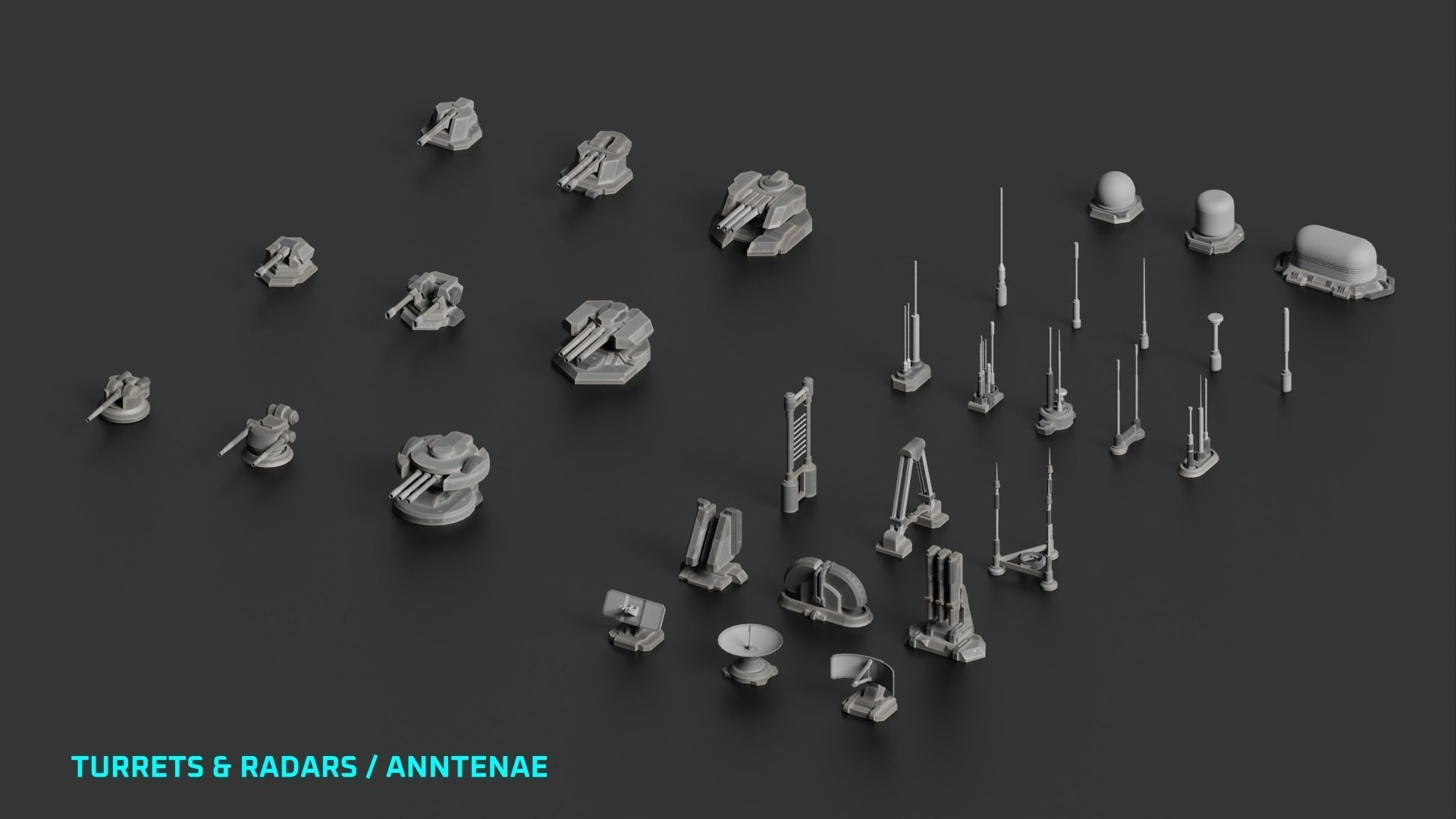 Spaceship Kitbash Pack Low-poly 3D model_14