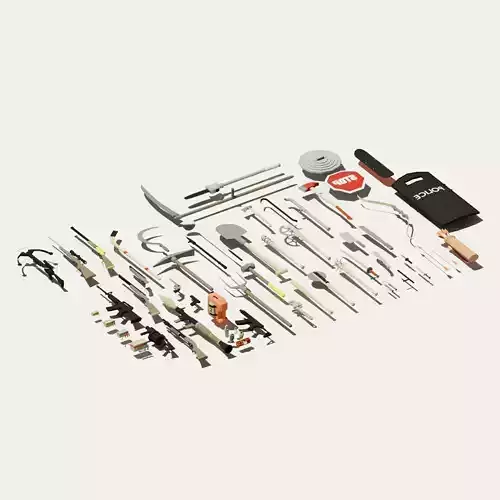 low poly gun - survival pack Low-poly 3D model