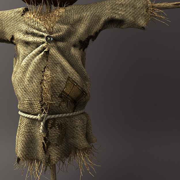 Scarecrow in hat 3D model_4
