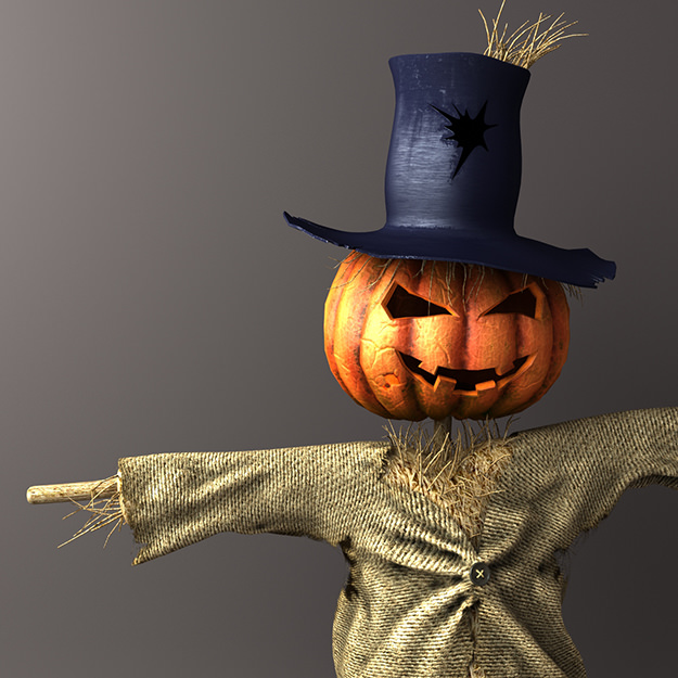Scarecrow in hat 3D model_3