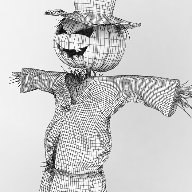 Scarecrow in hat 3D model_9