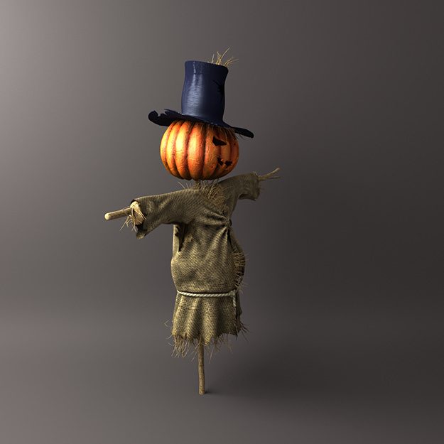 Scarecrow in hat 3D model_6