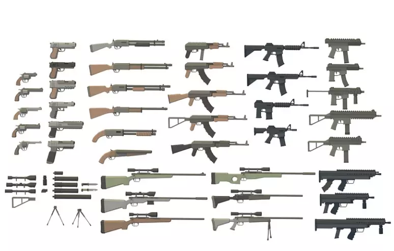 low poly big gun pack Low-poly 3D model