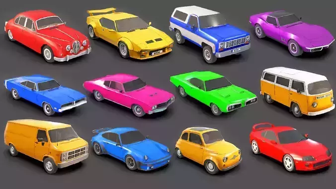Classic Car Pack Low-poly 3D model
