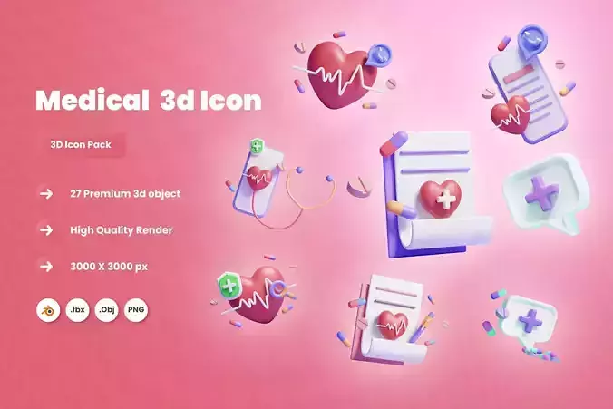Medical Sign 3d Illustration  Icon Pack 3D model