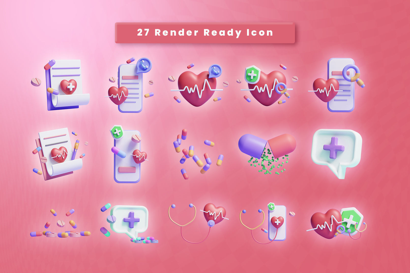 Medical Sign 3d Illustration  Icon Pack 3D model_1