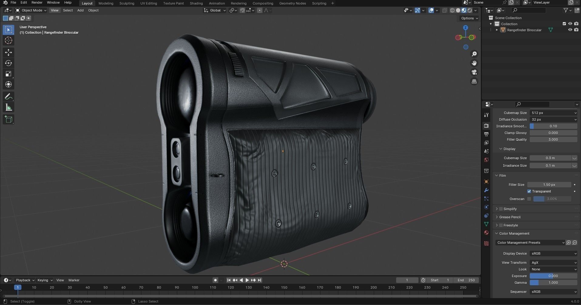 Military Rangefinder Binocular Low-poly 3D model_21