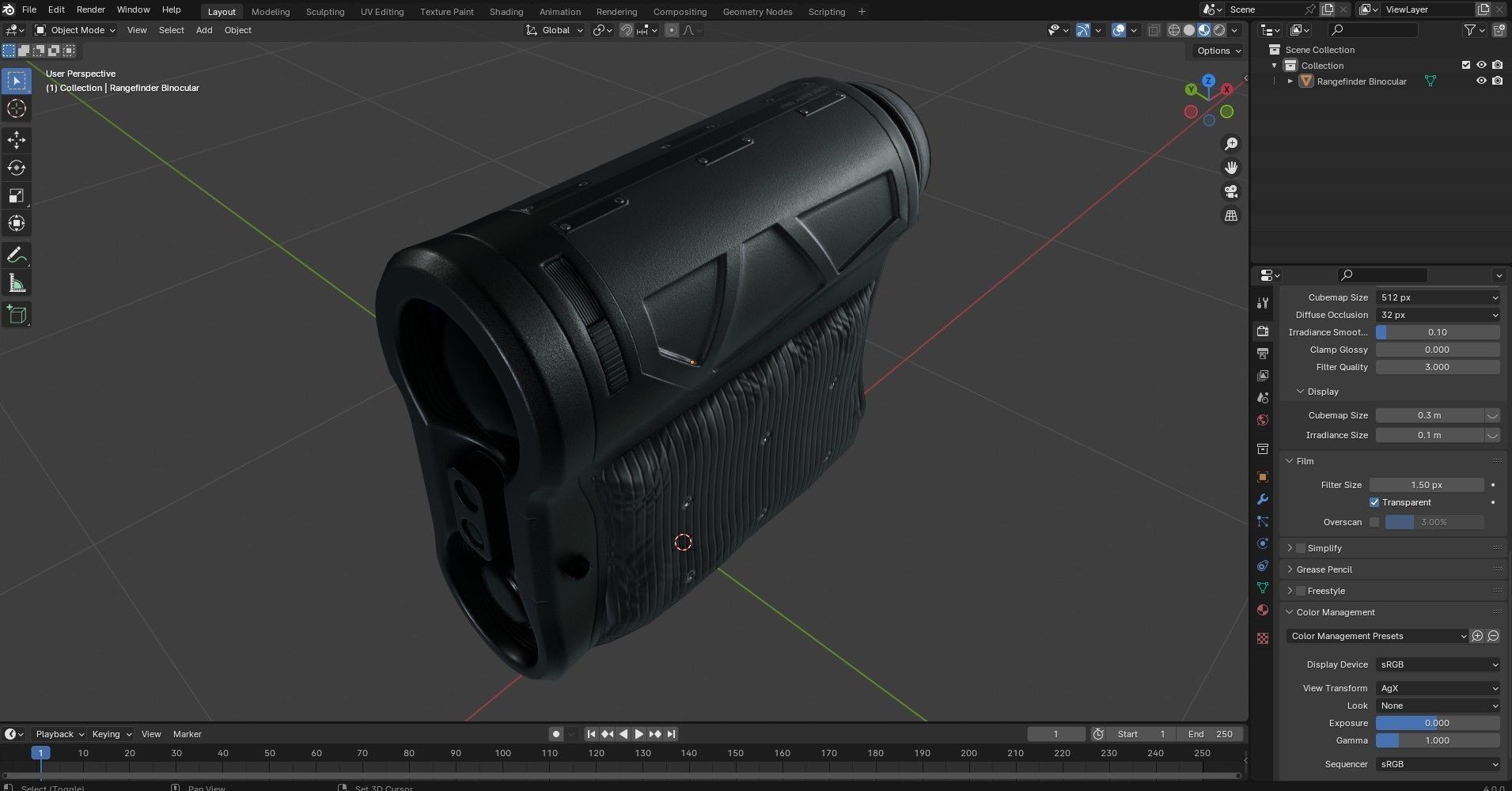 Military Rangefinder Binocular Low-poly 3D model_23