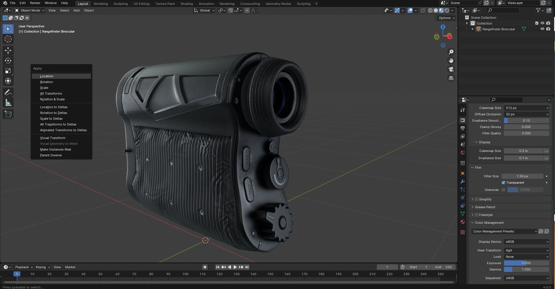 Military Rangefinder Binocular Low-poly 3D model_19