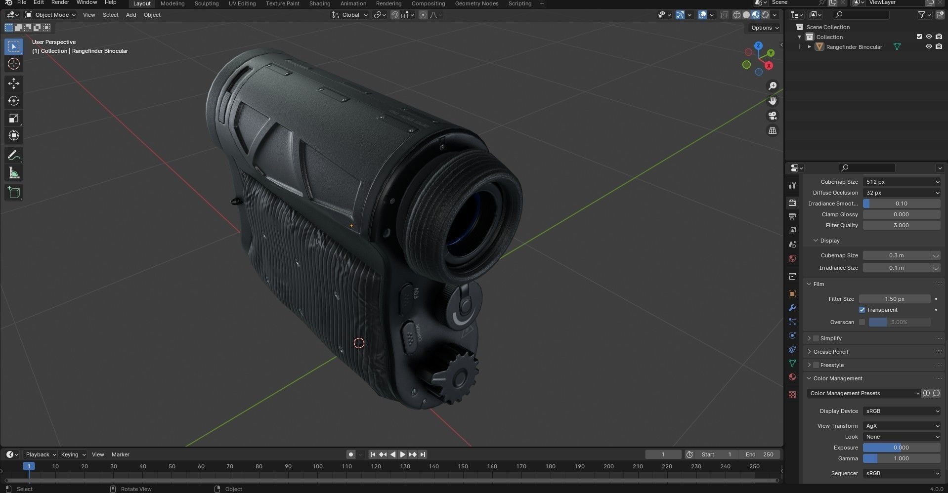 Military Rangefinder Binocular Low-poly 3D model_20