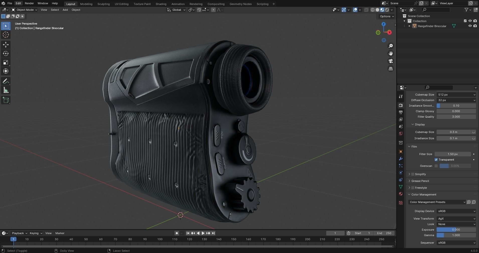 Military Rangefinder Binocular Low-poly 3D model_22