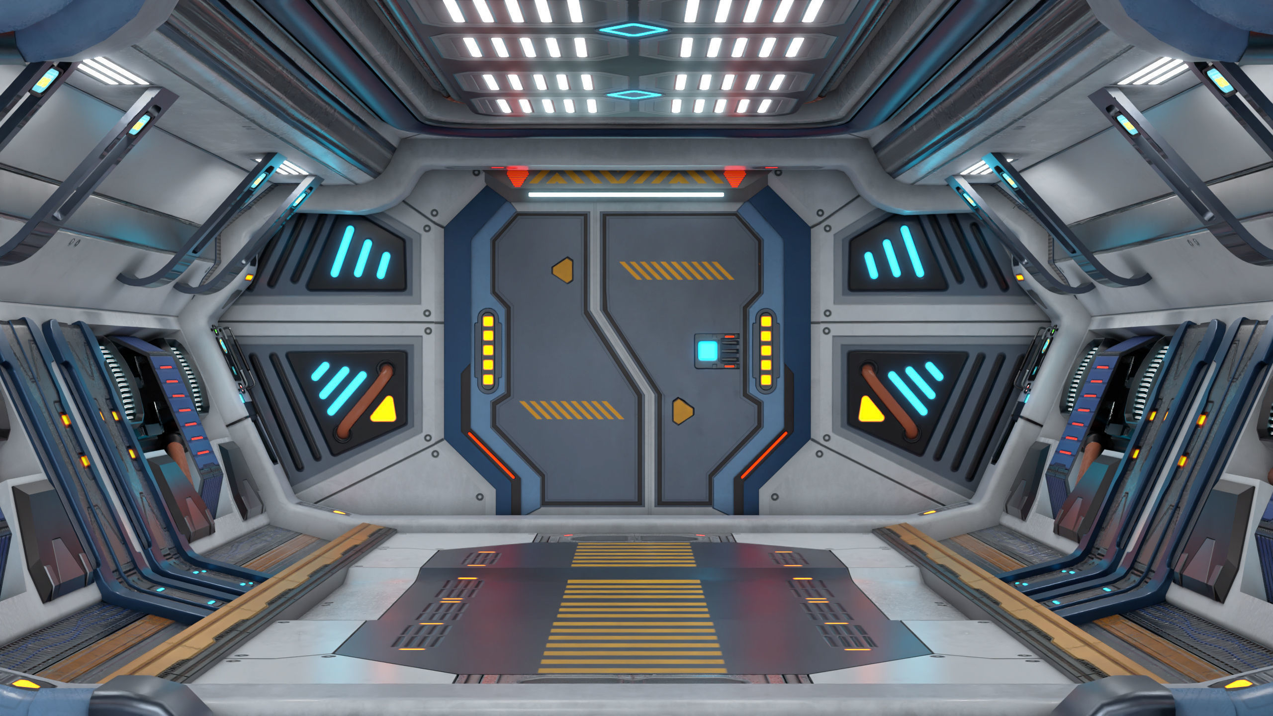 3D Sci-Fi Corridor 02 All PBR Unity UE Textures Low-poly 3D model_4