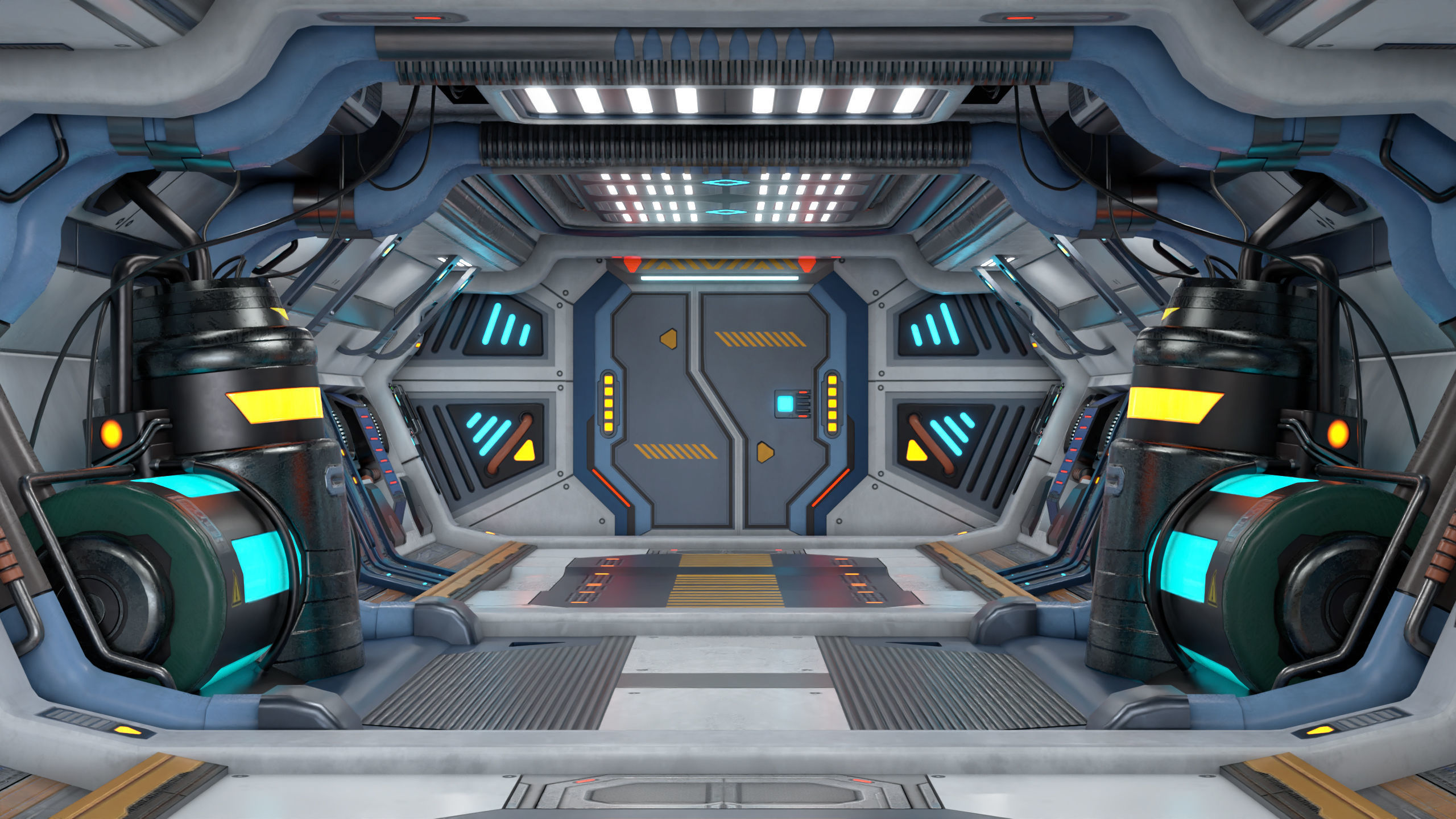 3D Sci-Fi Corridor 02 All PBR Unity UE Textures Low-poly 3D model_3