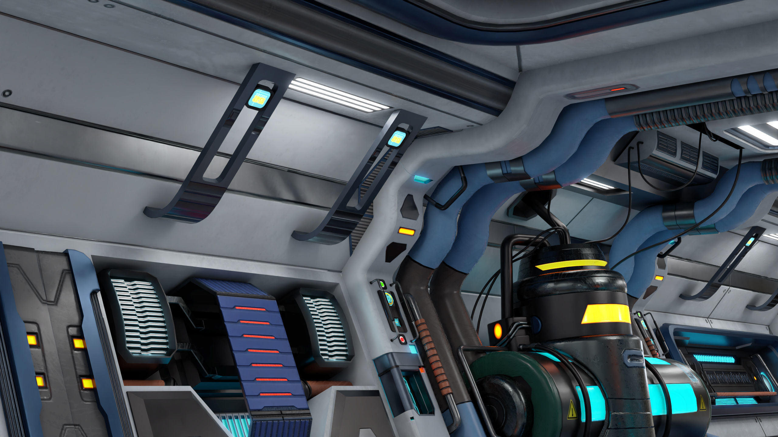 3D Sci-Fi Corridor 02 All PBR Unity UE Textures Low-poly 3D model_15