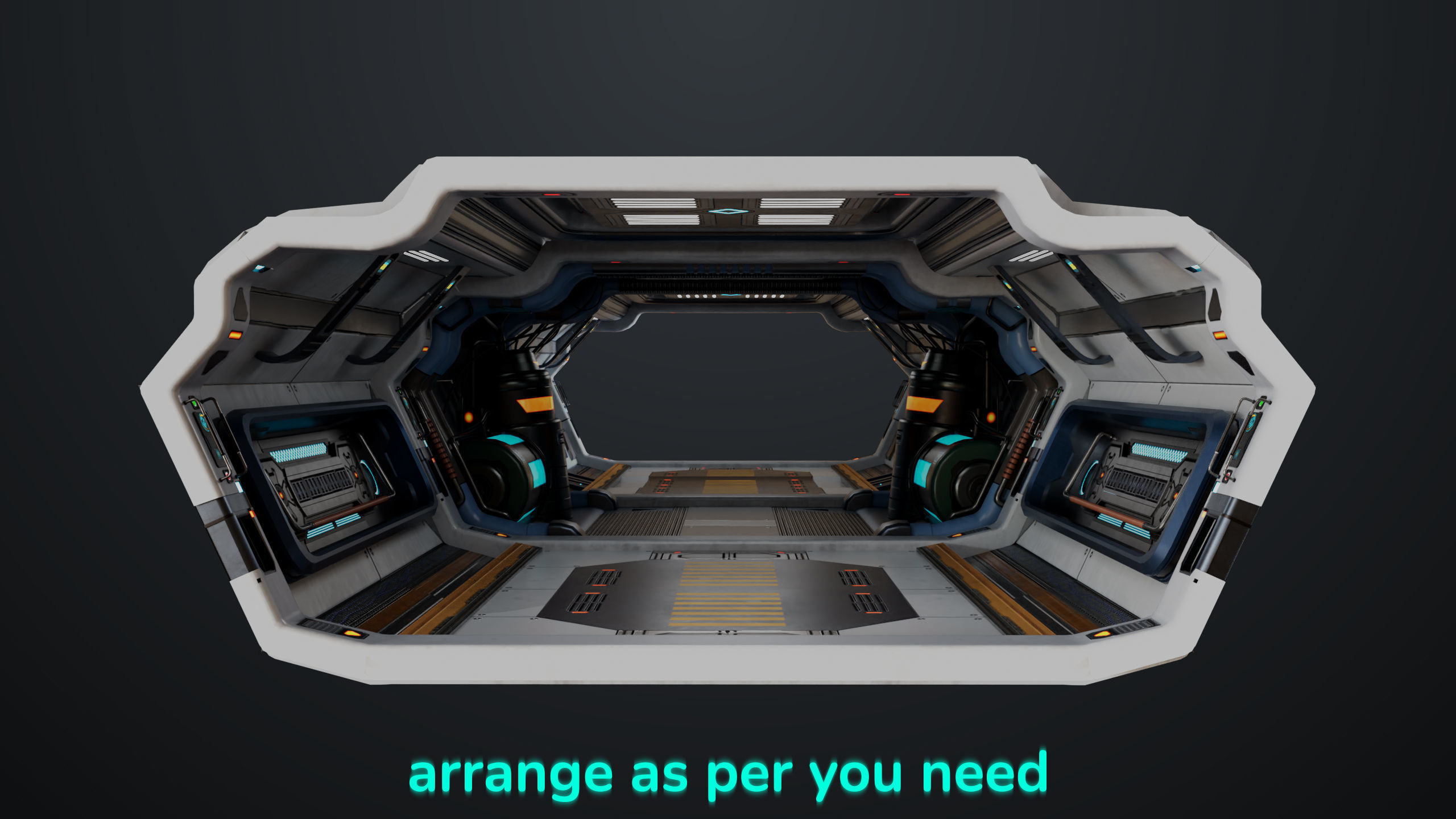 3D Sci-Fi Corridor 02 All PBR Unity UE Textures Low-poly 3D model_17