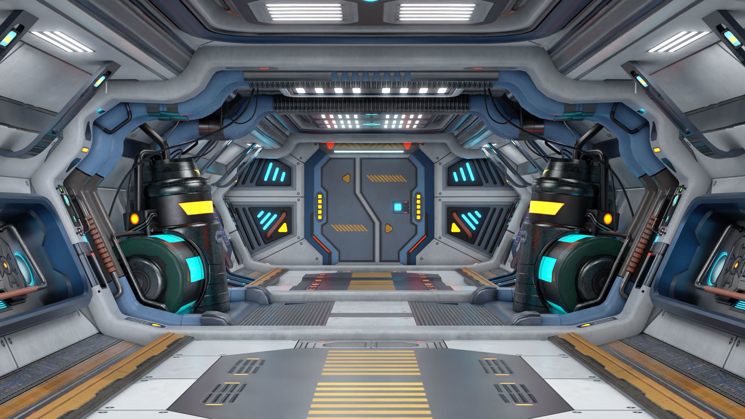 3D Sci-Fi Corridor 02 All PBR Unity UE Textures Low-poly 3D model_2