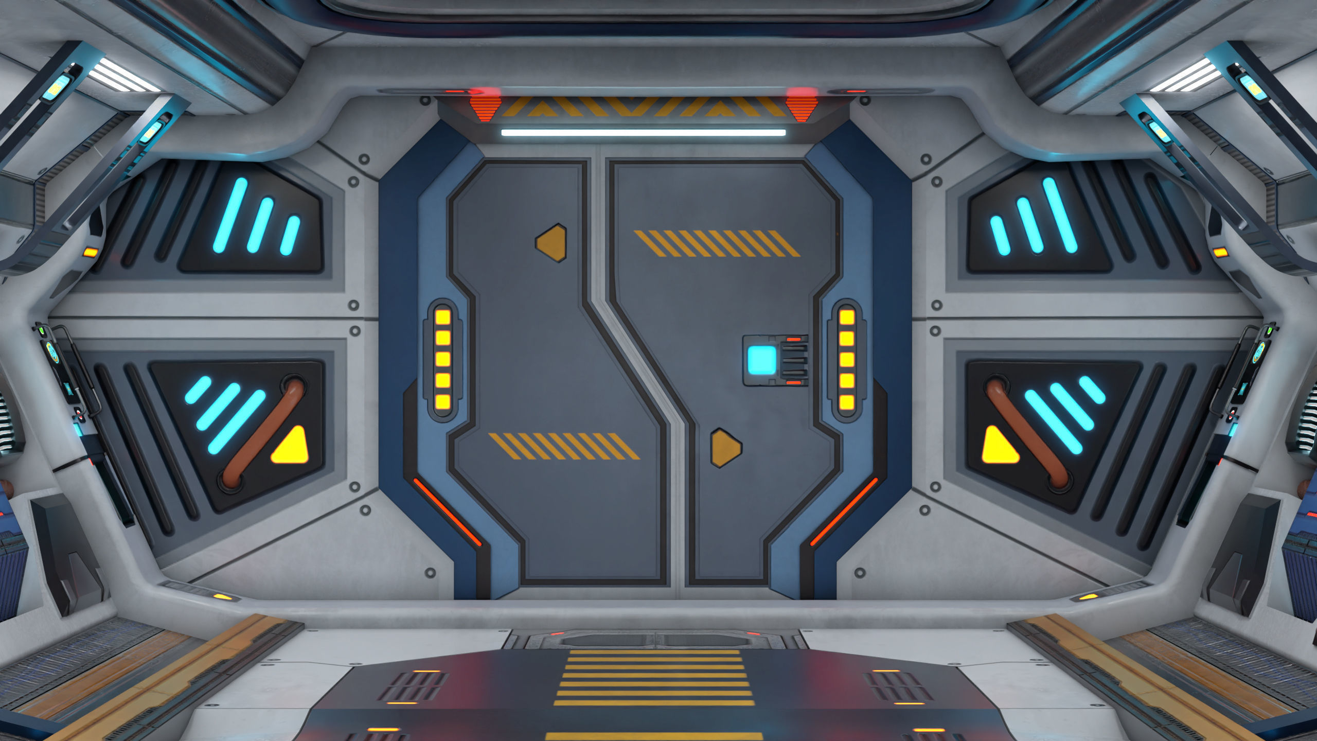 3D Sci-Fi Corridor 02 All PBR Unity UE Textures Low-poly 3D model_5