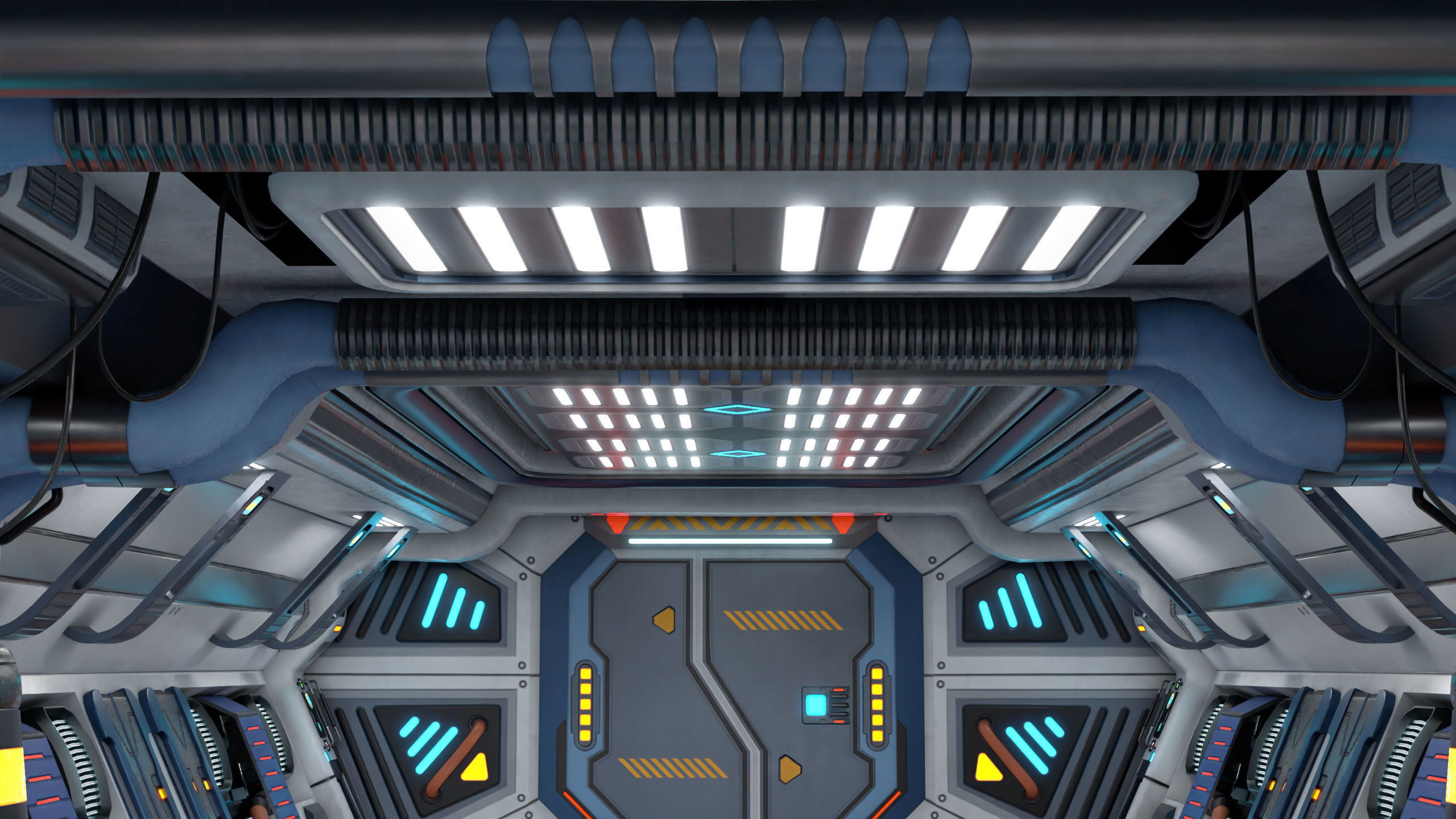 3D Sci-Fi Corridor 02 All PBR Unity UE Textures Low-poly 3D model_6