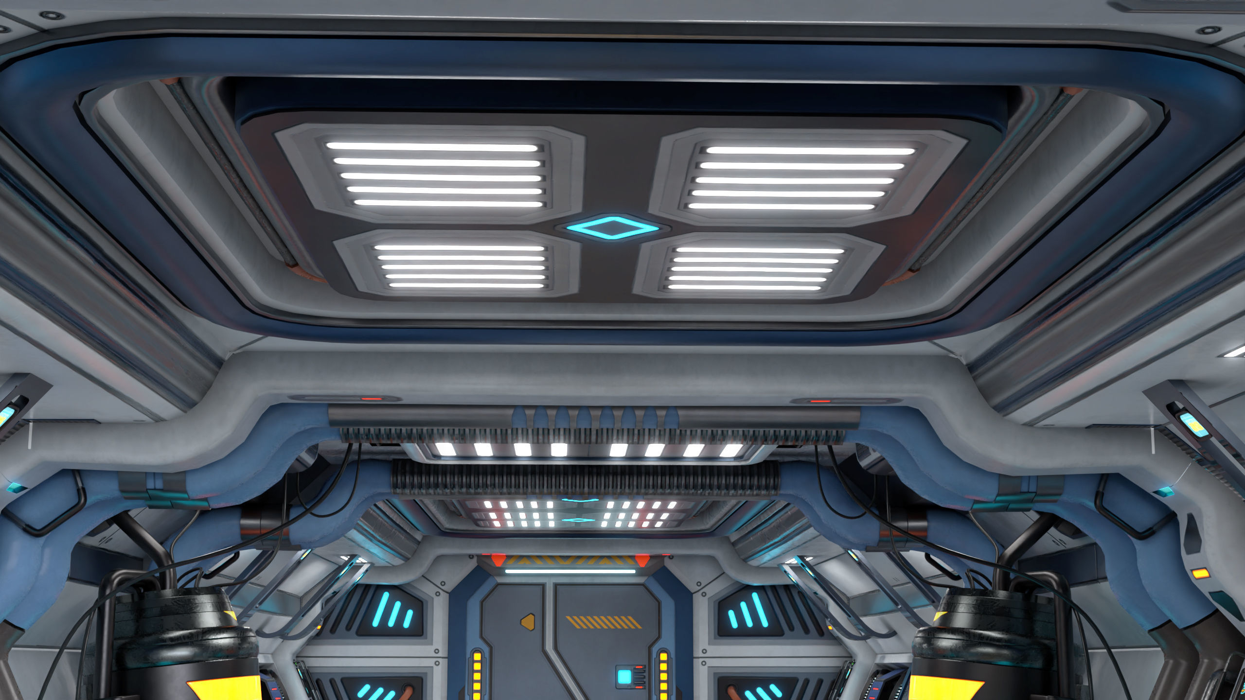 3D Sci-Fi Corridor 02 All PBR Unity UE Textures Low-poly 3D model_29