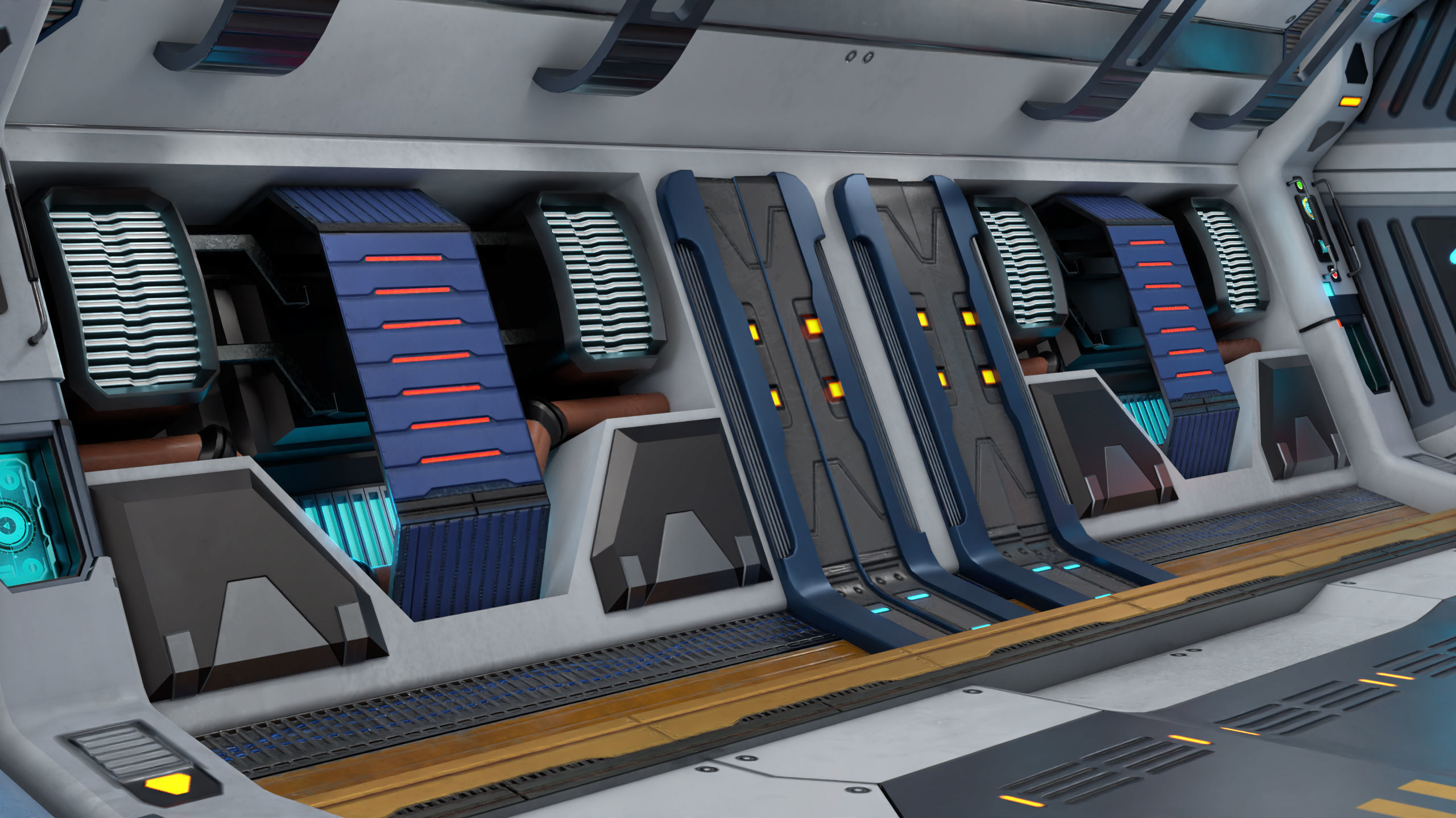 3D Sci-Fi Corridor 02 All PBR Unity UE Textures Low-poly 3D model_7