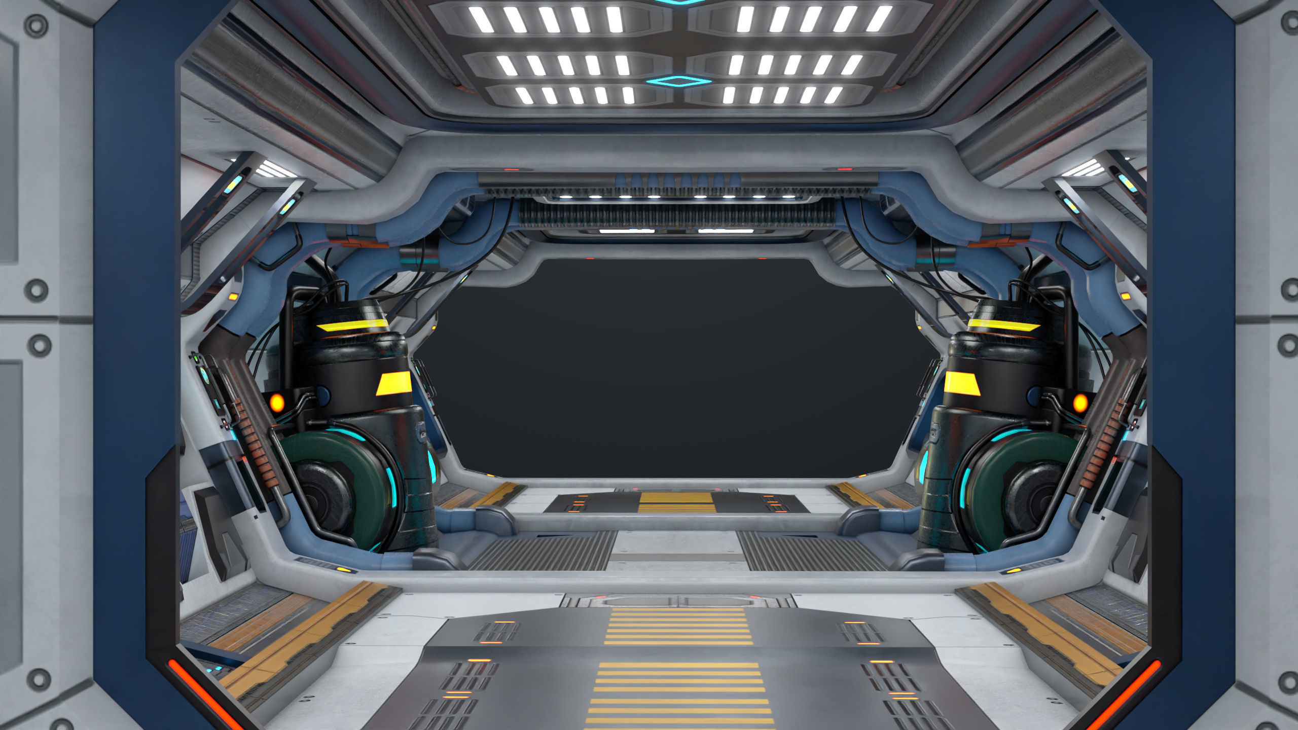 3D Sci-Fi Corridor 02 All PBR Unity UE Textures Low-poly 3D model_13