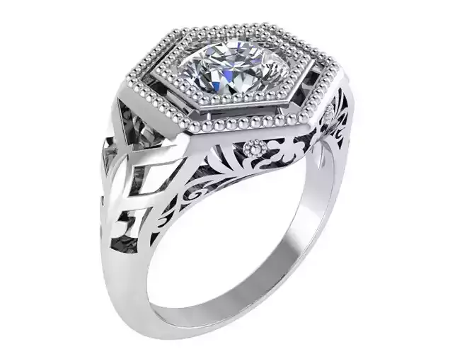 Hexagon Engraving Ring 2714