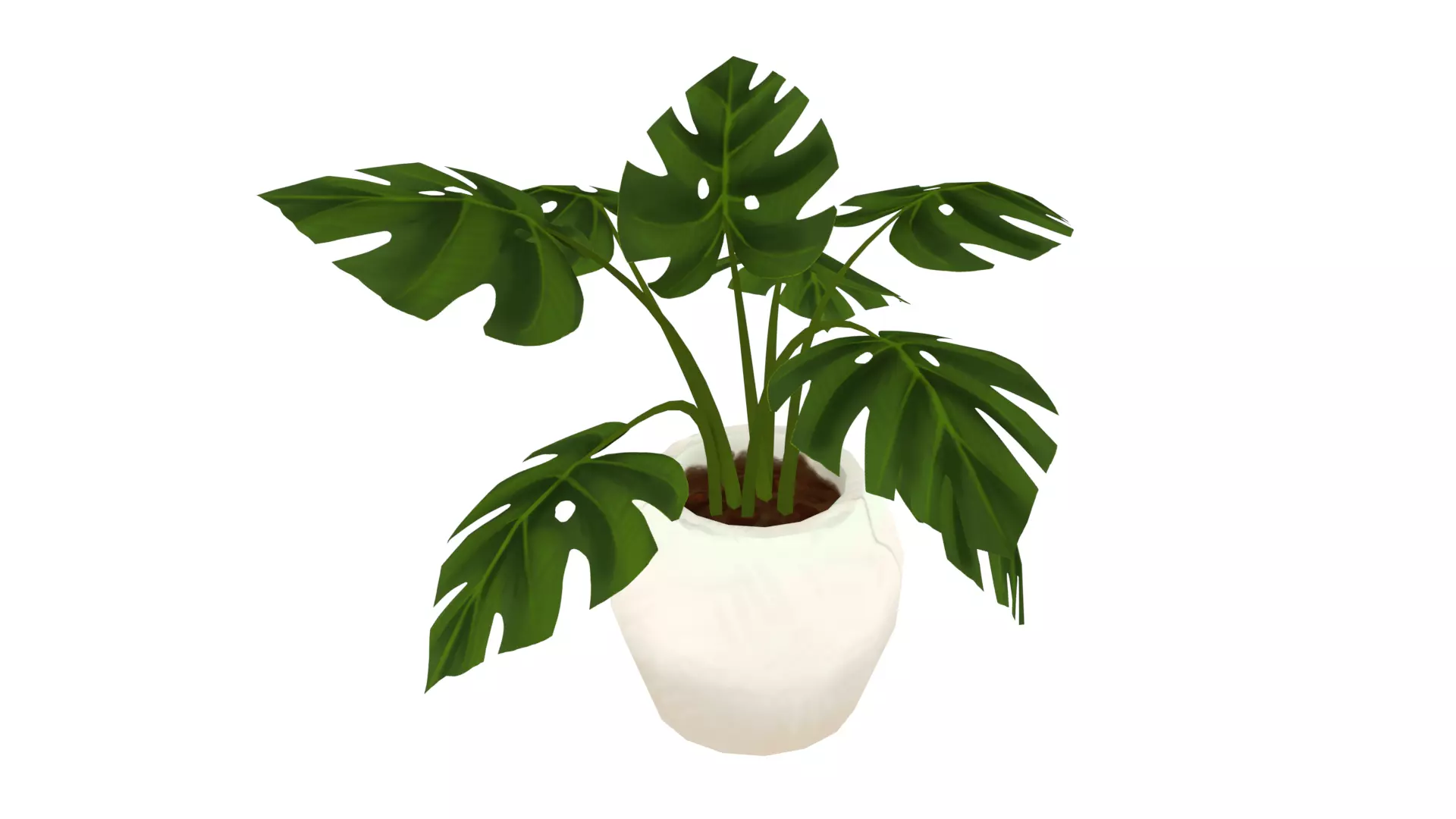 Monstera Pot - Hand Painted Free 3D model