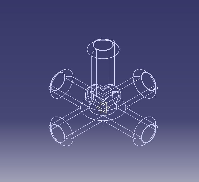 Aquarium Air Pipe 5 Way 270 Connector 3D print model_8