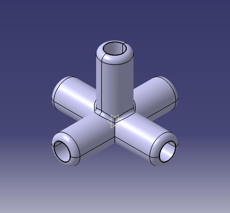 Aquarium Air Pipe 5 Way 270 Connector 3D print model_7