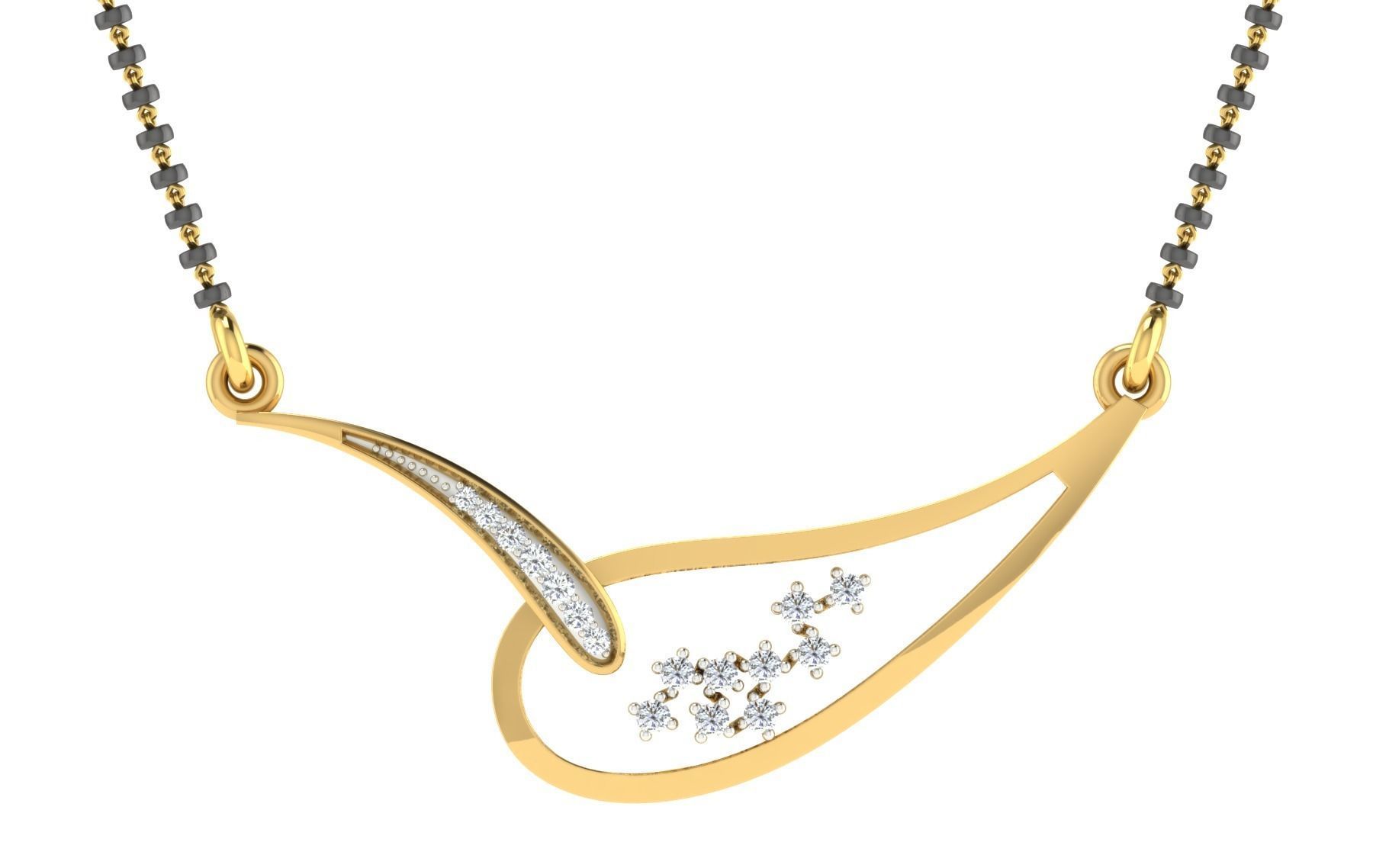 light weight yellow gold  diamond pendent -EZ T-10 3D print model_3