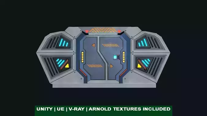 Sci Fi Door 02 All PBR Unity UE Textures Included Low-poly 3D model
