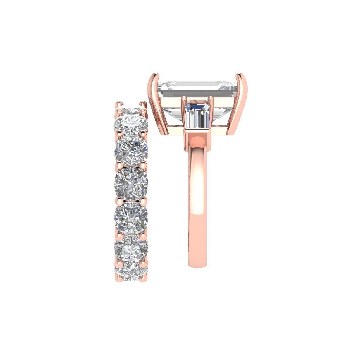 3-stone Emerald With Cushion Band Ring 3D print model_11