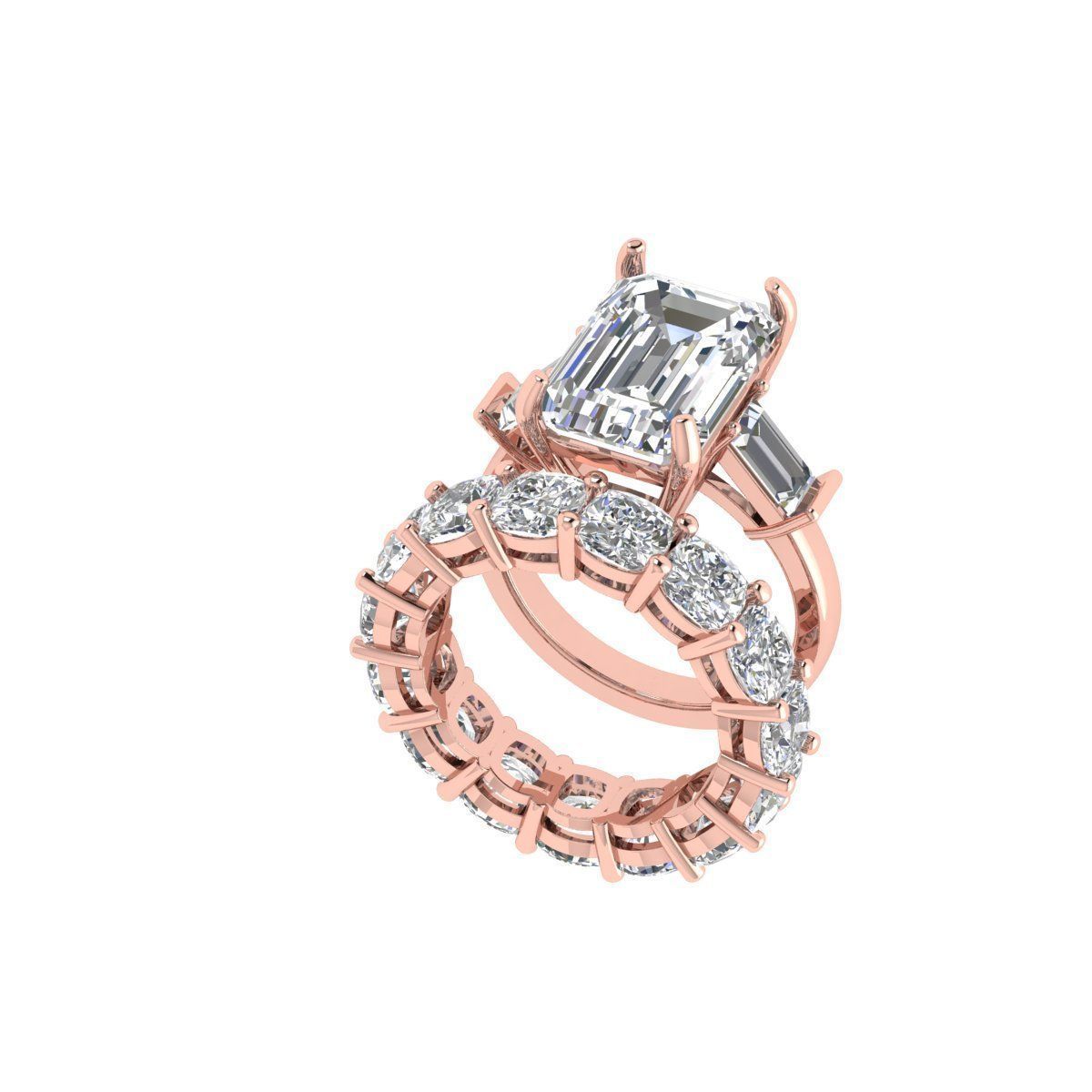 3-stone Emerald With Cushion Band Ring 3D print model_1