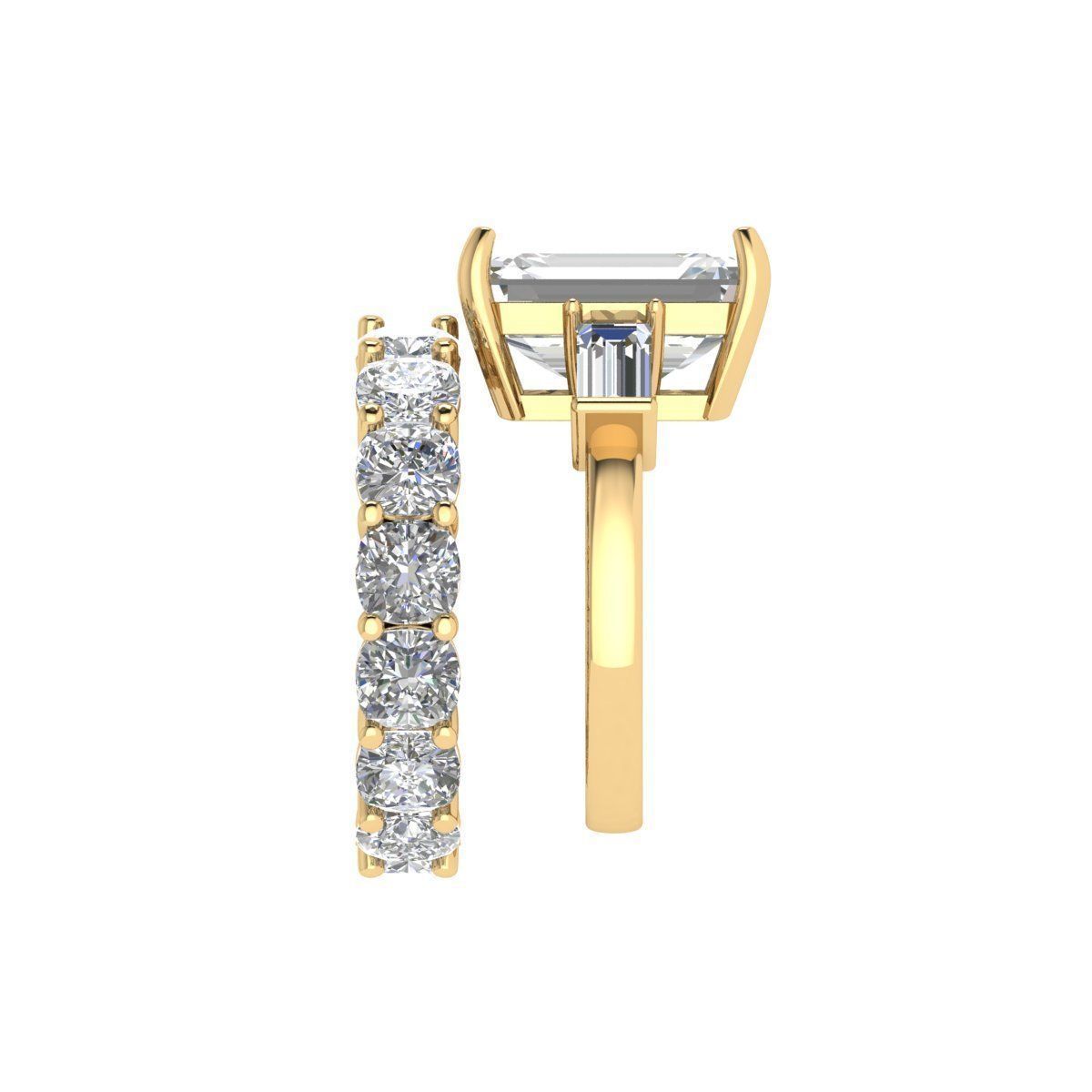 3-stone Emerald With Cushion Band Ring 3D print model_9