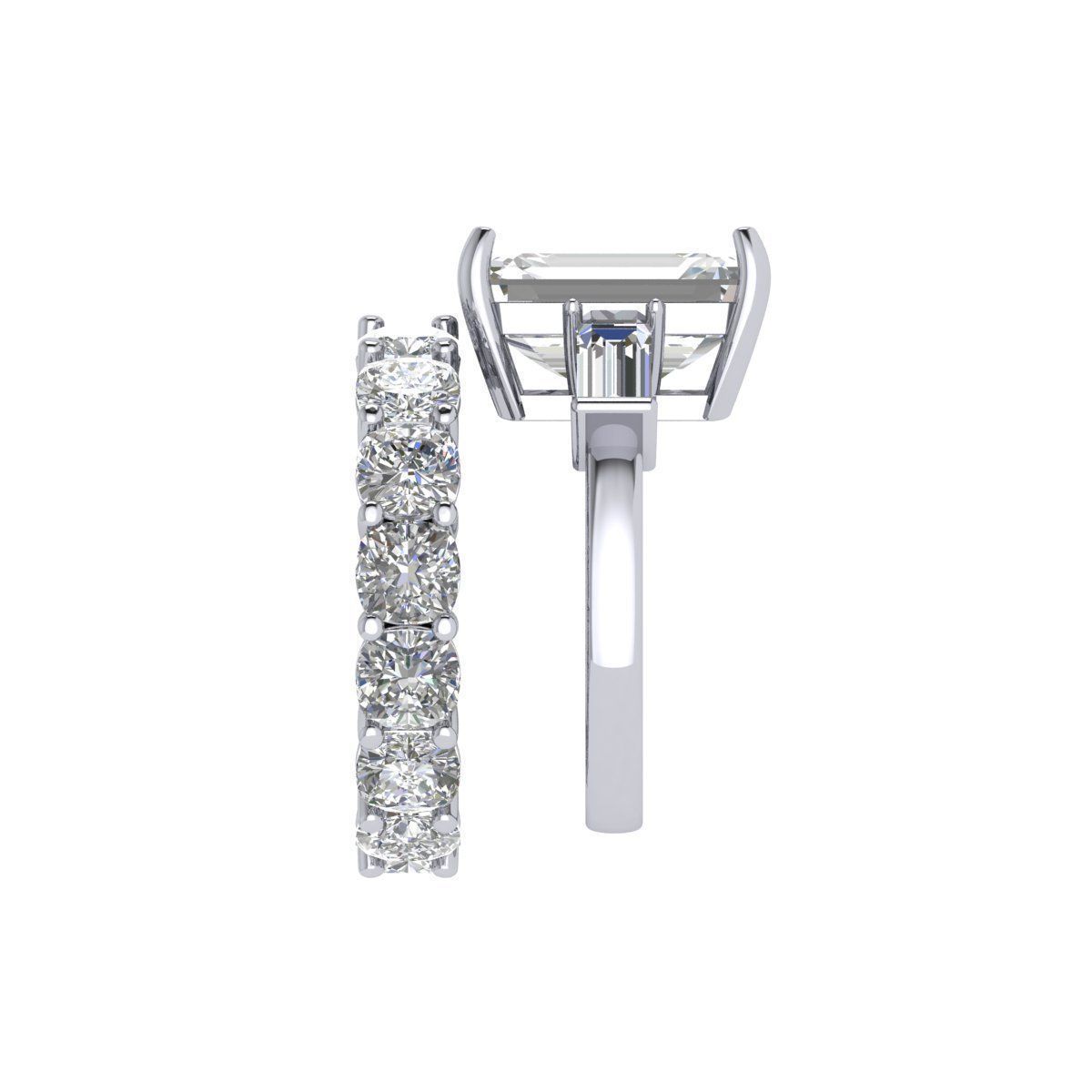 3-stone Emerald With Cushion Band Ring 3D print model_10