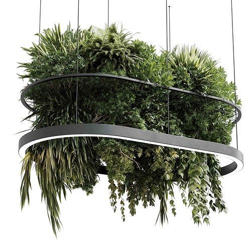 Rectangle pot light pendant - plant light hanging 19 3D model