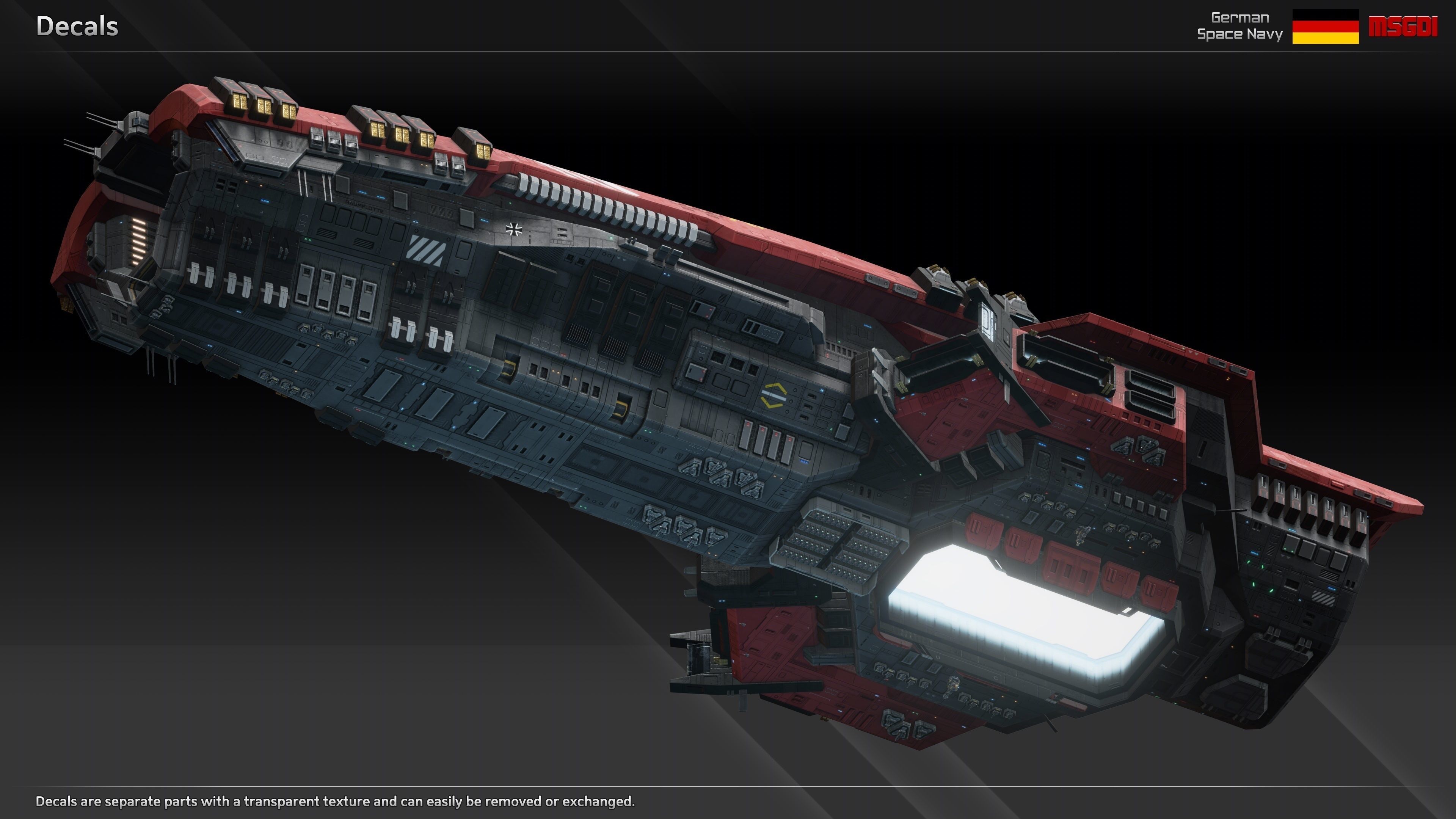 GSN Spaceship Fafnir Class Flagship Low-poly 3D model_9