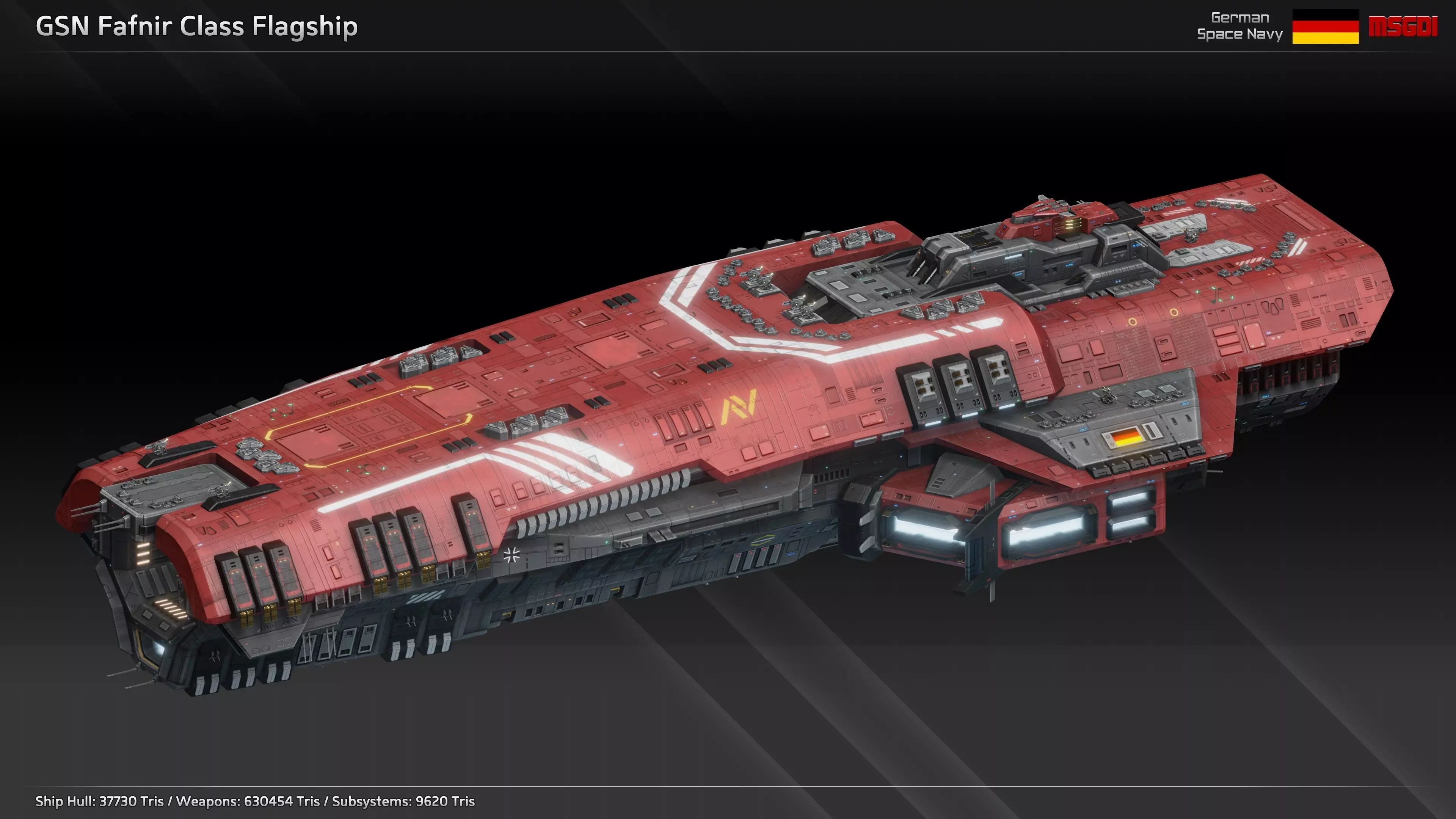 GSN Spaceship Fafnir Class Flagship Low-poly 3D model_0