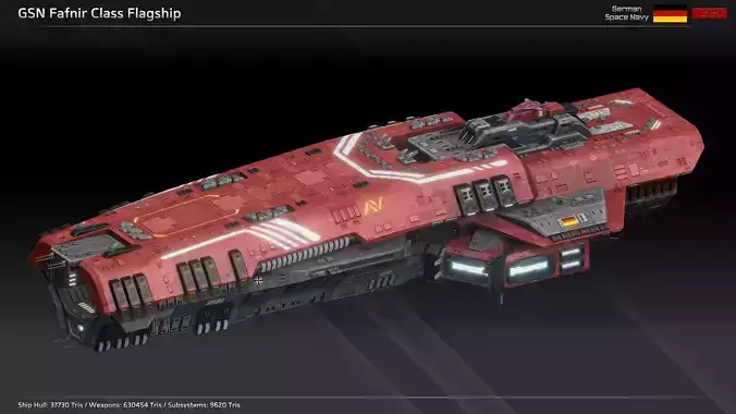 GSN Spaceship Fafnir Class Flagship Low-poly 3D model