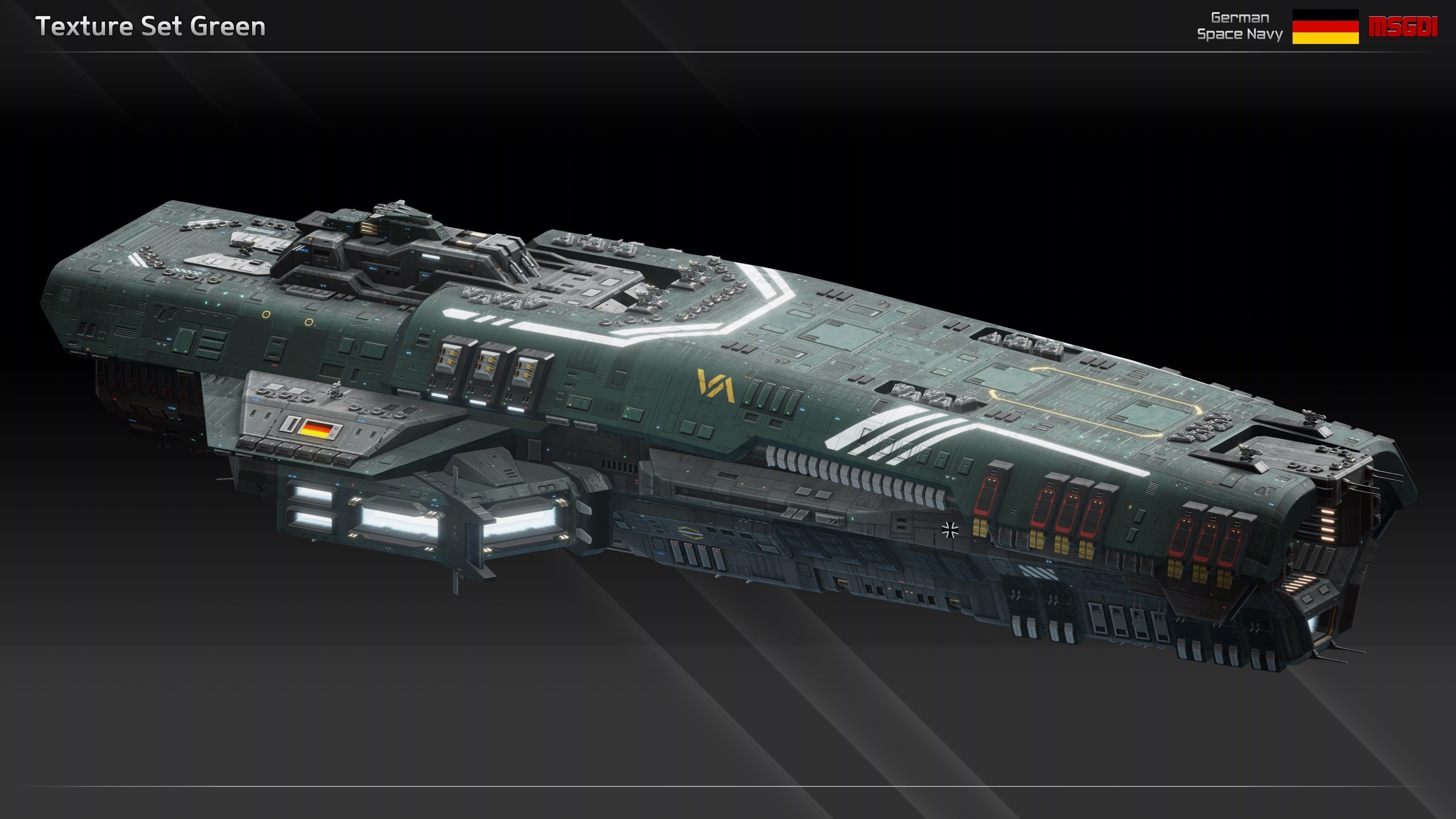 GSN Spaceship Fafnir Class Flagship Low-poly 3D model_12