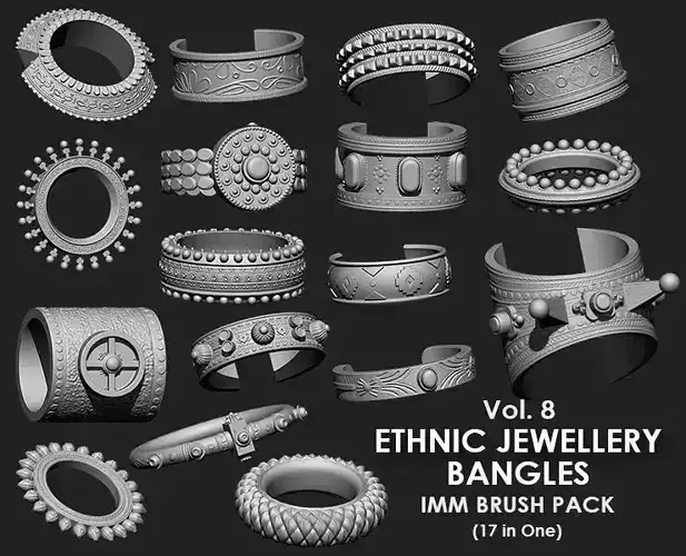 Ethnic Jewellery Bangles IMM Brush Pack 17 in One Vol 8