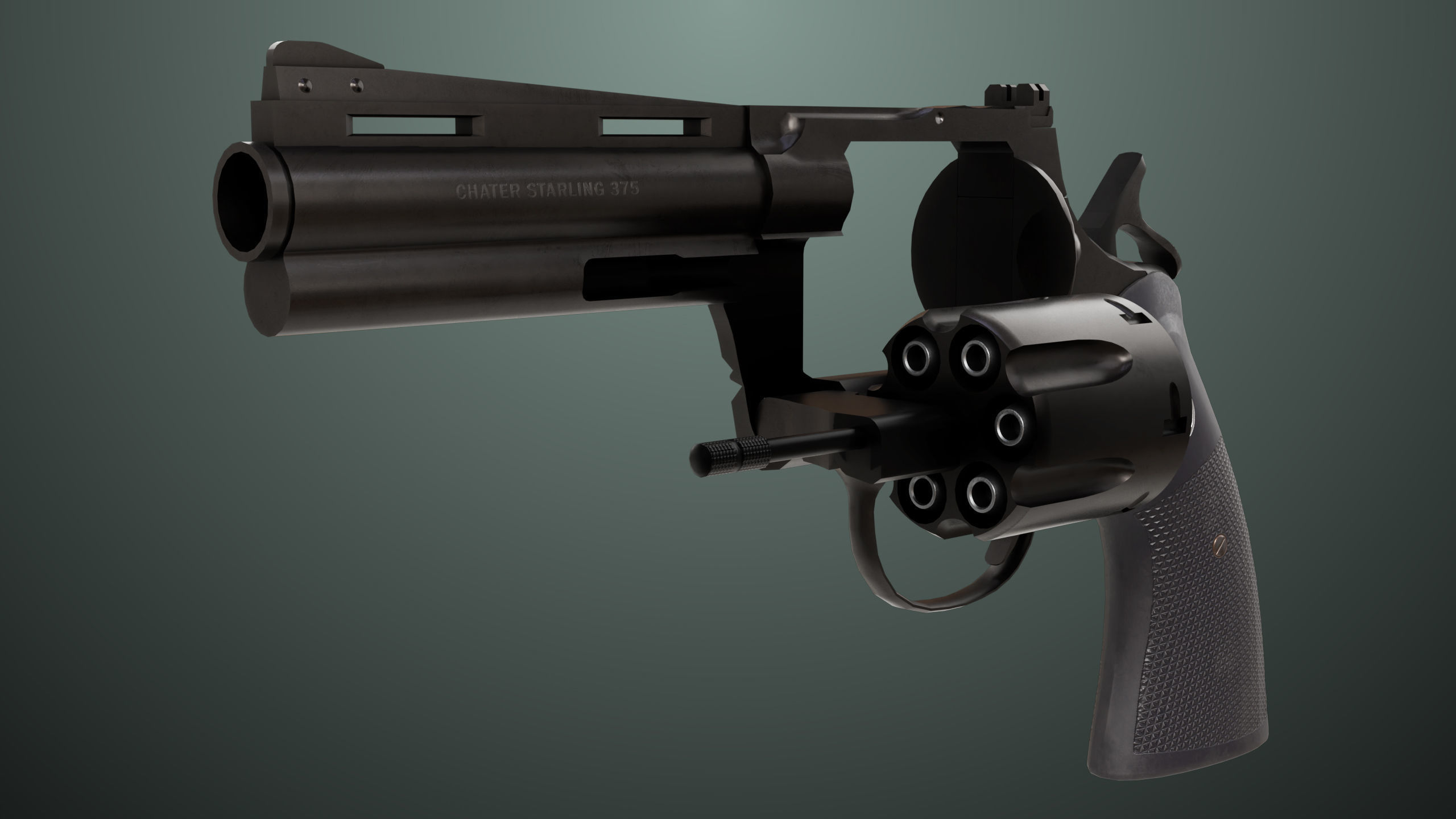 Revolver 05 Medium Black All PBR Unity UE Textures Low-poly 3D model_12