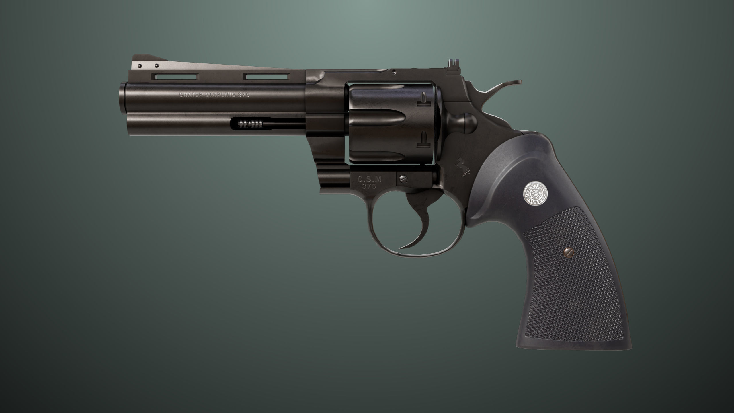 Revolver 05 Medium Black All PBR Unity UE Textures Low-poly 3D model_1