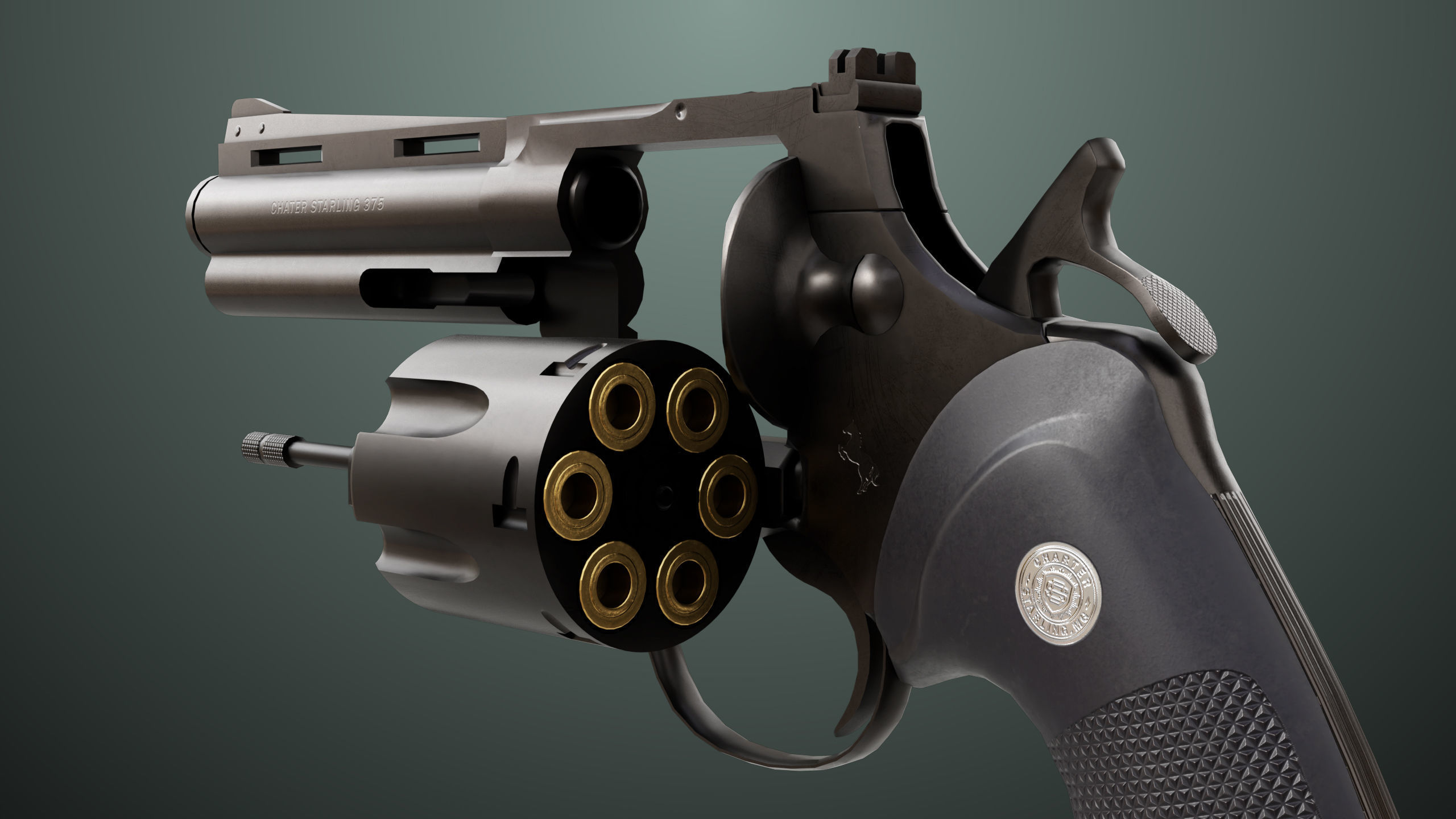 Revolver 05 Medium Black All PBR Unity UE Textures Low-poly 3D model_11