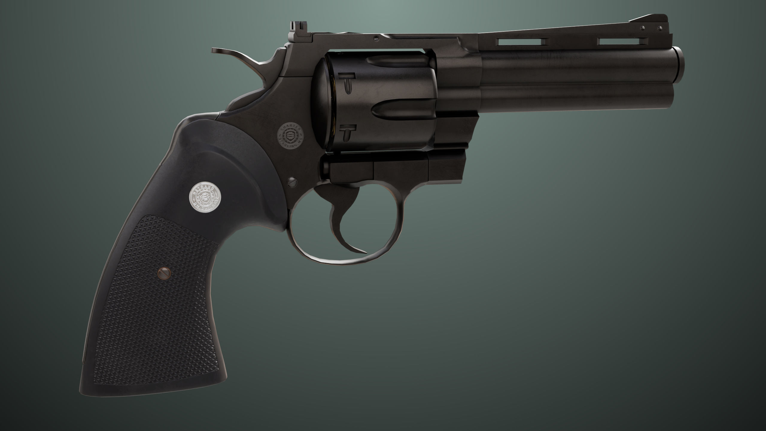 Revolver 05 Medium Black All PBR Unity UE Textures Low-poly 3D model_9