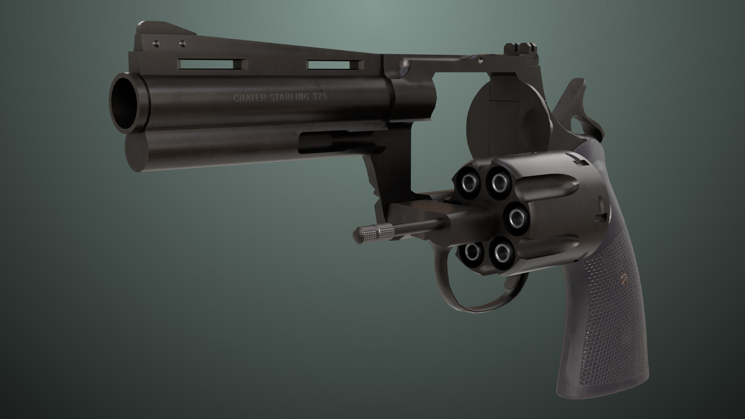 Revolver 05 Medium Black All PBR Unity UE Textures Low-poly 3D model_2