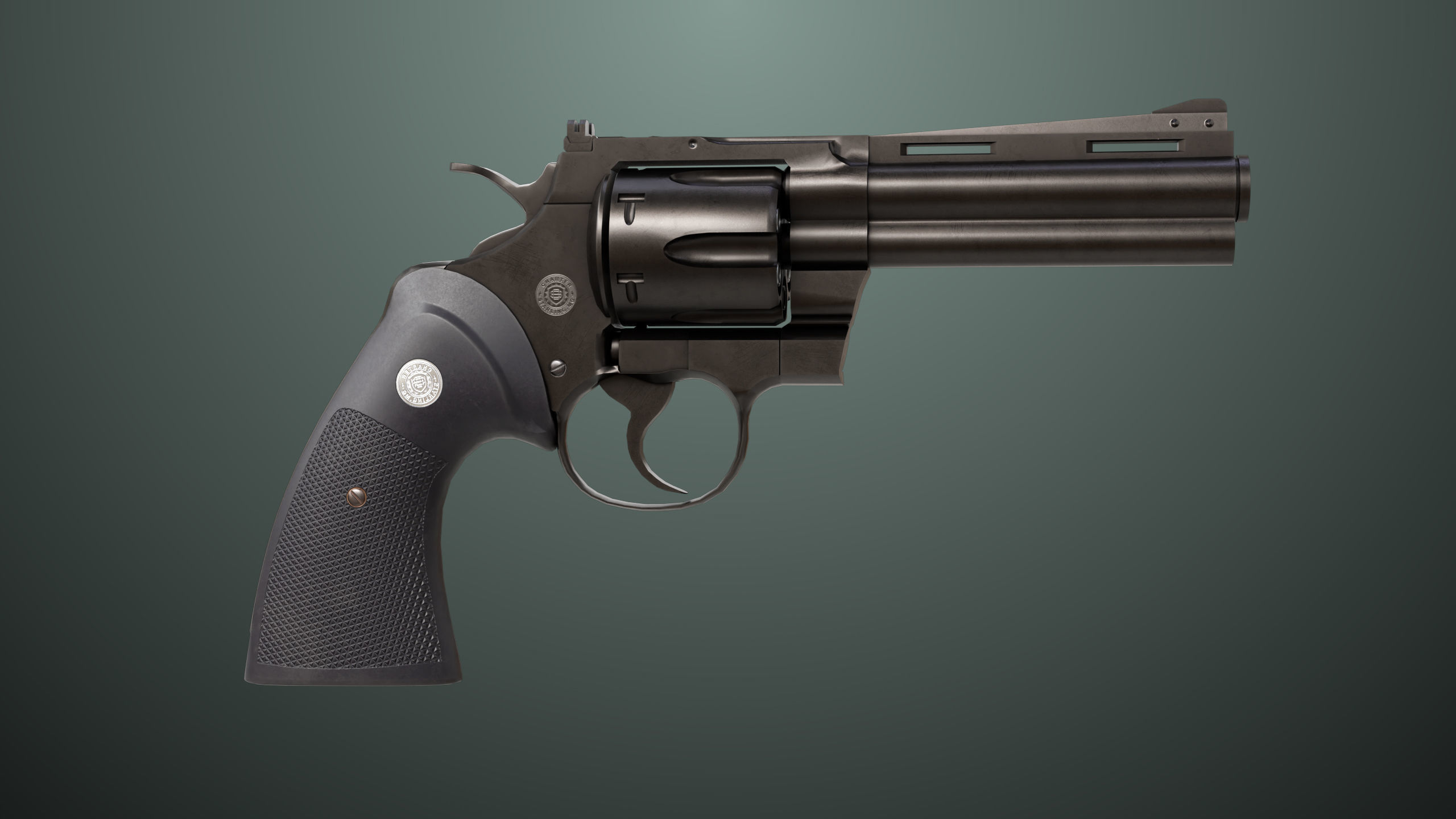 Revolver 05 Medium Black All PBR Unity UE Textures Low-poly 3D model_6