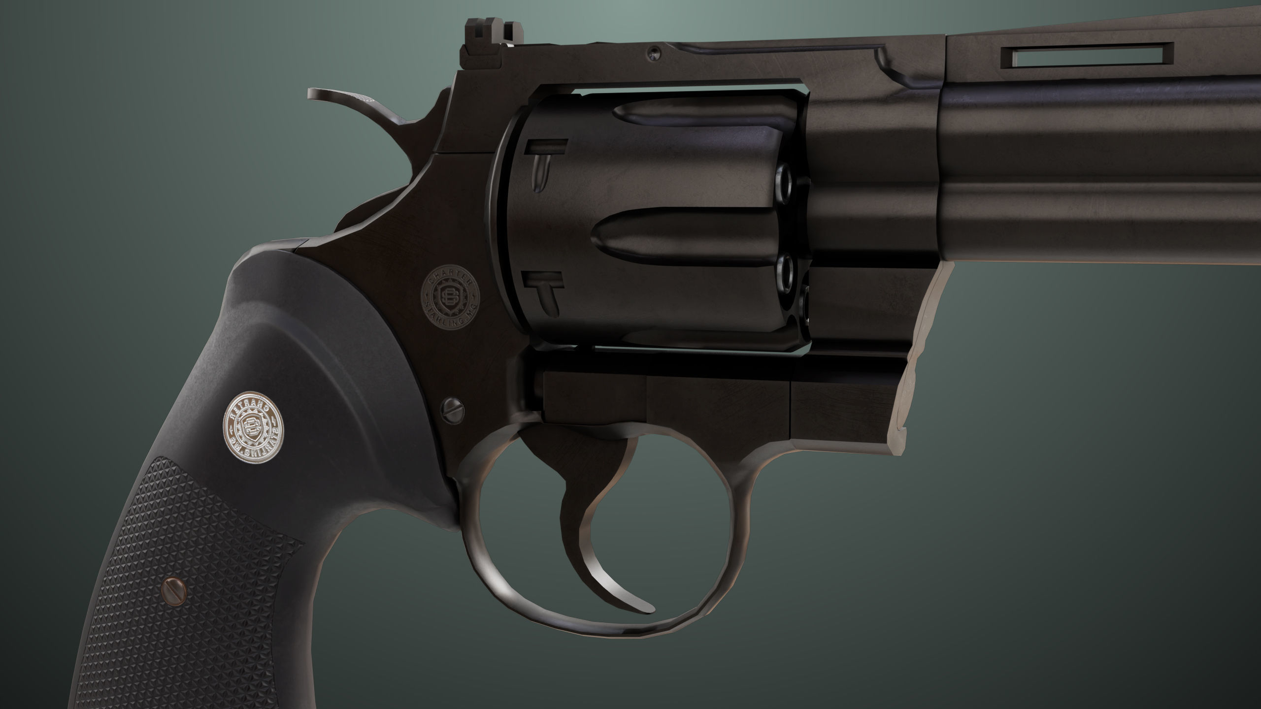 Revolver 05 Medium Black All PBR Unity UE Textures Low-poly 3D model_10