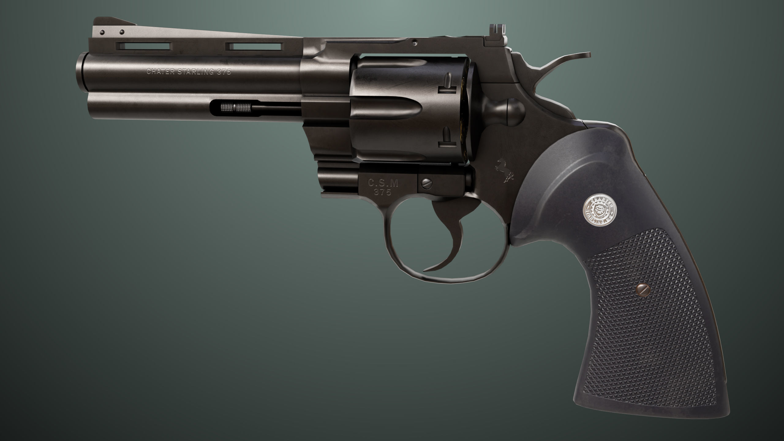 Revolver 05 Medium Black All PBR Unity UE Textures Low-poly 3D model_7